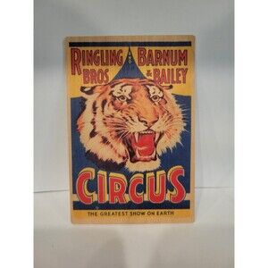 Ringling Bros Barnum & Bailey Circus Tiger Wooden Postcard Greatest Show